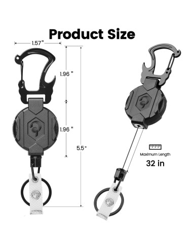 2 Llavero Retráctil POPLOPP con Cierre Magnético 81.28 cm