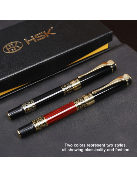 Bolígrafo de lujo HSK negro, recarga negra, 0.5mm, set regalo Bolígrafo de lujo HSK negro, recarga negra, 0.5mm, set regalo