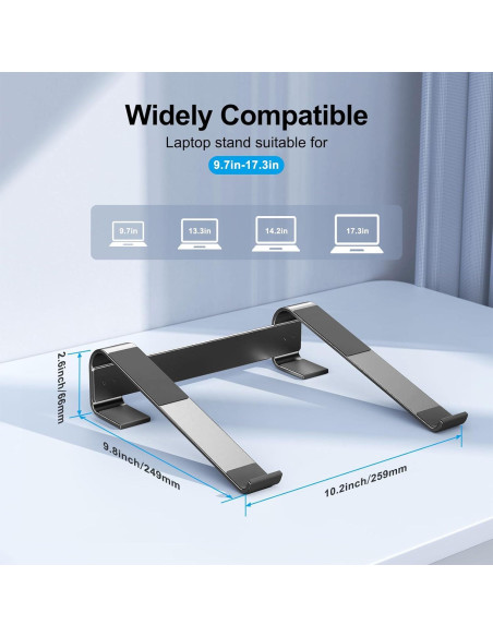 Soporte Ergonómico para Laptop MOKURU - Aluminio Negro 10-17.3'' Soporte Ergonómico para Laptop MOKURU - Aluminio Negro 10-17.3''