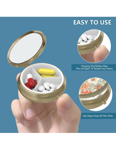 Estuche para Pastillas Hion 2 Piezas con Espejo y Compartimentos