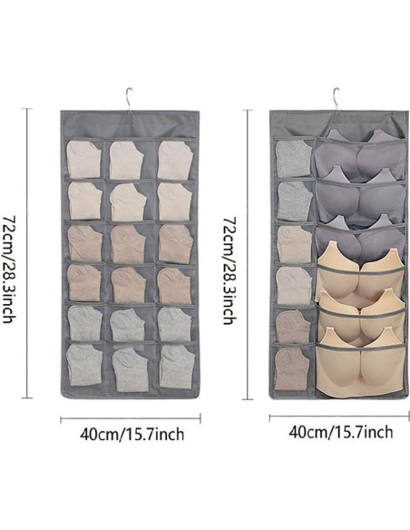Organizador Colgante de Closet Newraturner 30 Bolsillos Gris Organizador Colgante de Closet Newraturner 30 Bolsillos Gris
