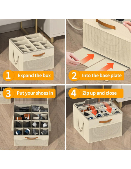 Organizador de Zapatos Aokeyee Beige Plegable 2 Paquetes Organizador de Zapatos Aokeyee Beige Plegable 2 Paquetes