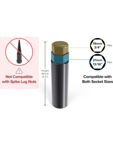Llave Socket StanceMagic 6 Spline 17.6mm Negra para Tuercas