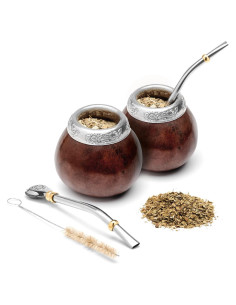 Conjunto de Gourd de Yerba Mate BALIBETOV - 2 Tazas y Bombillas