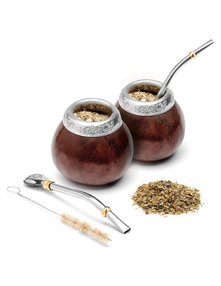Conjunto de Gourd de Yerba Mate BALIBETOV - 2 Tazas y Bombillas Conjunto de Gourd de Yerba Mate BALIBETOV - 2 Tazas y Bombillas