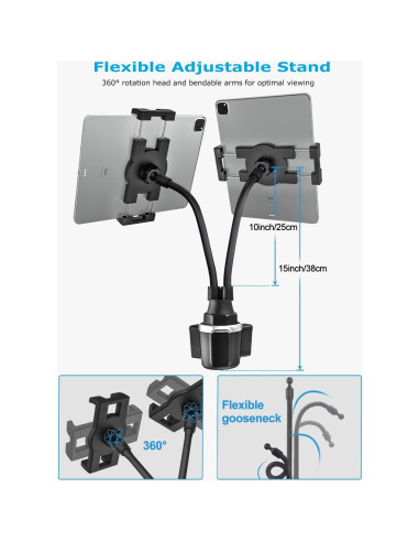 Soporte Doble para Tablet Phichy con Brazo Flexible 4.7-13"