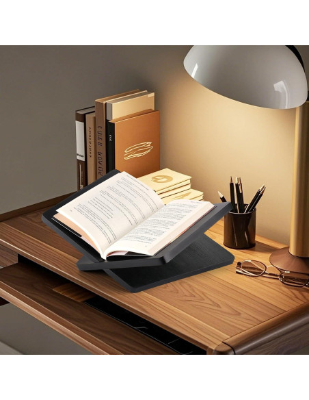 Soporte de Libro de Madera Onzsiefa - Ángulo 15 Negro Soporte de Libro de Madera Onzsiefa - Ángulo 15 Negro
