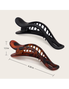 Clips de Garra Planos Kitsch - 2 Piezas Negro y Tortuga 2