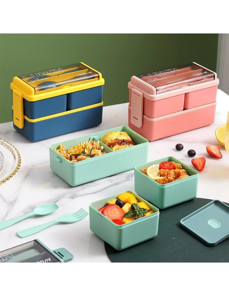 Caja Bento NatraProw Rosa 1400ml con Bolsa y Utensilios Caja Bento NatraProw Rosa 1400ml con Bolsa y Utensilios