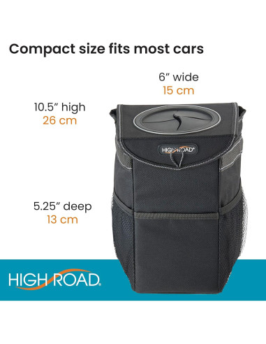 Basurero de Coche StashAway High Road Negro con Tapa de Goma