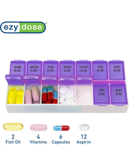 Organizador de Pastillas Ezy Dose Semanal AM/PM 7 Días Organizador de Pastillas Ezy Dose Semanal AM/PM 7 Días