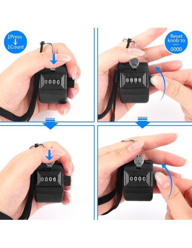 Contador Manual FEBSNOW Clicker 4 Dígitos Negro para Eventos