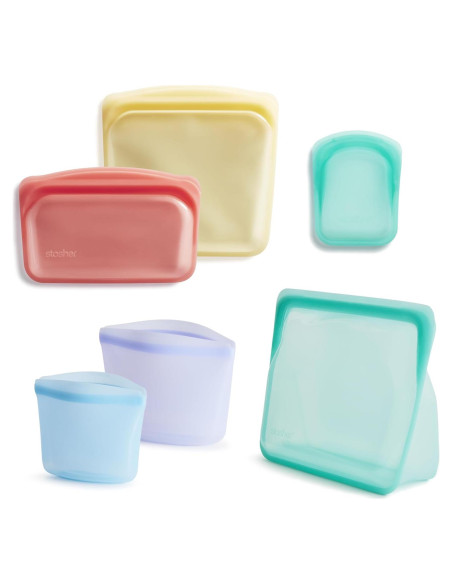 Bolsas de Almacenamiento Reutilizables Stasher - Paquete de 6 Arcoíris Bolsas de Almacenamiento Reutilizables Stasher - Paquete de 6 Arcoíris