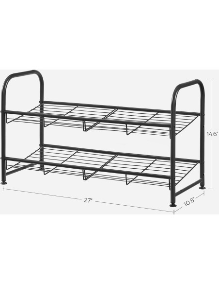 Estante para Zapatos SONGMICS 2 Niveles Ajustable Negro Estante para Zapatos SONGMICS 2 Niveles Ajustable Negro