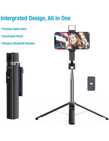 Selfie Stick Cuadrúpede Iluminado Fugetek FT-557-B 1.02m