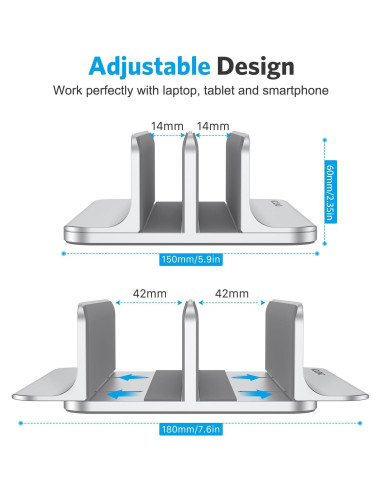Soporte Vertical OMOTON para Laptop Ajustable 17.3" Plata