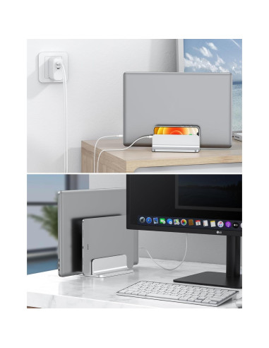 Soporte Vertical OMOTON para Laptop Ajustable 17.3" Plata