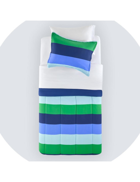 Conjunto de Edredón Sonive 7 Piezas Rayas Rugby Azul Verde Conjunto de Edredón Sonive 7 Piezas Rayas Rugby Azul Verde
