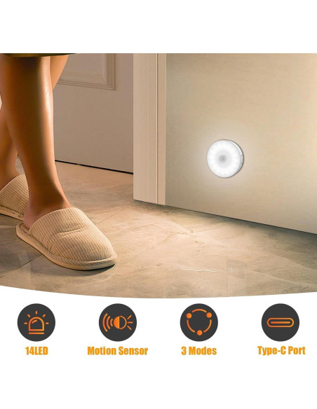 Sensor de Movimiento Luz Nocturna Electight 3 Pzs LED 14 Sensor de Movimiento Luz Nocturna Electight 3 Pzs LED 14