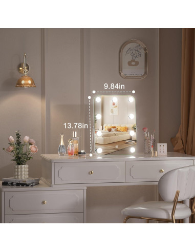 Espejo de tocador Hasipu LED 25.4x35.6 cm 3 modos luz