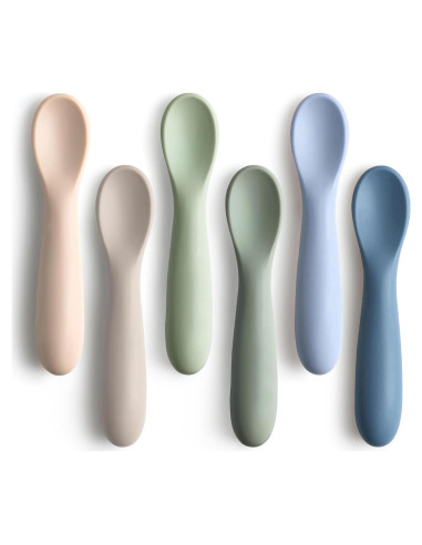 Paquete de 6 Cucharas de Silicona para Bebé 6+ Meses