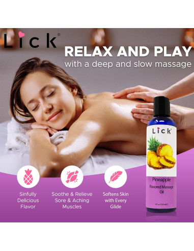 Aceite de Masaje Lick Sabor Piña 118ml con Vitamina E