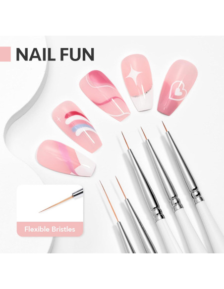 Pinceles para Arte de Uñas GAOY 5 Pcs Liner Detallado Pinceles para Arte de Uñas GAOY 5 Pcs Liner Detallado