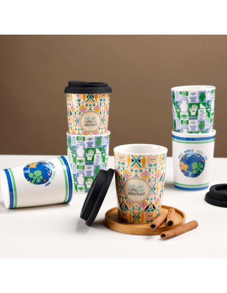Taza de café cerámica reutilizable ALYC 250ml doble pared Aventura Taza de café cerámica reutilizable ALYC 250ml doble pared Aventura