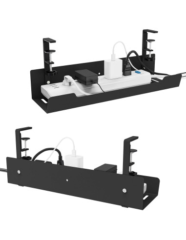 Bandeja de Gestión de Cables Vidor 43 cm Acero Negro 2 Pcs