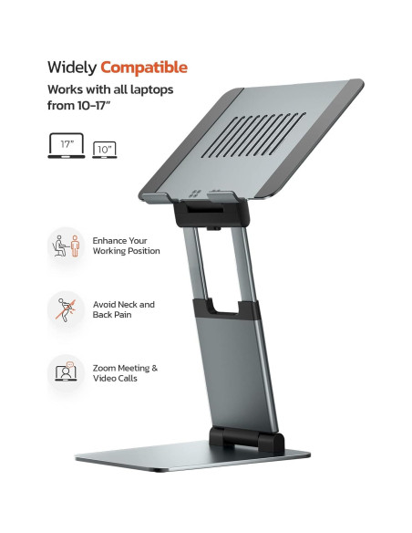 Soporte Ergonómico para Laptop Tounee Ajustable Gris 10-17" Soporte Ergonómico para Laptop Tounee Ajustable Gris 10-17"