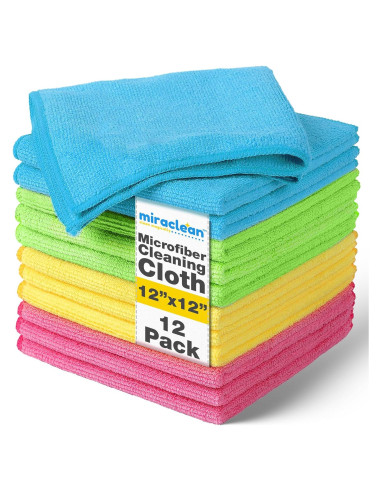 Paquete de 12 Paños de Microfibra MIRACLEAN 30x30 cm Ultra Absorbentes