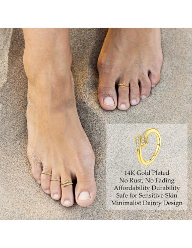 Juego de 12 Anillos para Dedos de Oro 14K WAINIS Ajustables