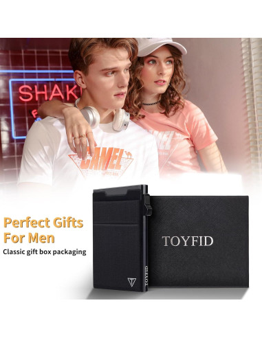 Billetera Slim TOYFID para Hombres con Bloqueo RFID - Negra