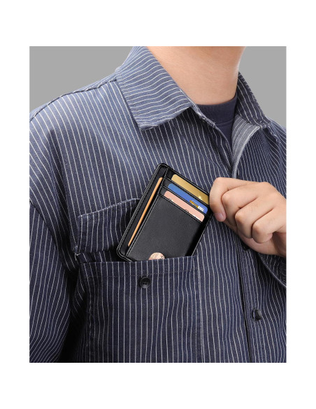 Billetera Slim Teskyer Negra para Hombres con Bloqueo RFID Billetera Slim Teskyer Negra para Hombres con Bloqueo RFID
