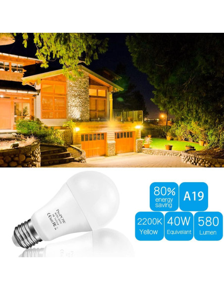 Bombilla LED Amarilla ProPOW 7W A19 Auto Encendido 580 Lúmenes Bombilla LED Amarilla ProPOW 7W A19 Auto Encendido 580 Lúmenes