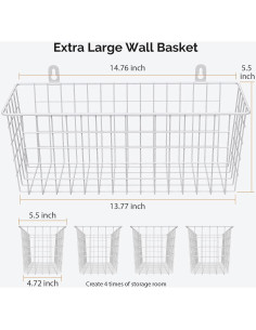 Cestas de Alambre Extra Grande MaraFansie 4-Pack Blanco 2