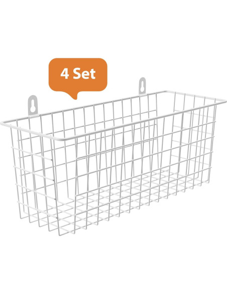 Cestas de Alambre Extra Grande MaraFansie 4-Pack Blanco Cestas de Alambre Extra Grande MaraFansie 4-Pack Blanco