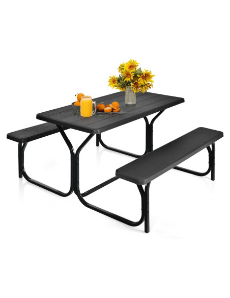 Mesa de Picnic MEDIMALL con Banco, Resistente al Clima Mesa de Picnic MEDIMALL con Banco, Resistente al Clima