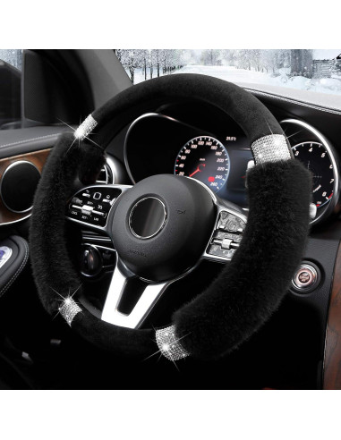 Cubierta de Volante Achiou con Rhinestones y Pelaje 15"