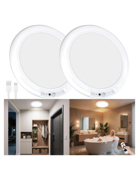 Maylit 2 Paquete Luces de Techo Recargables con Sensor Maylit 2 Paquete Luces de Techo Recargables con Sensor