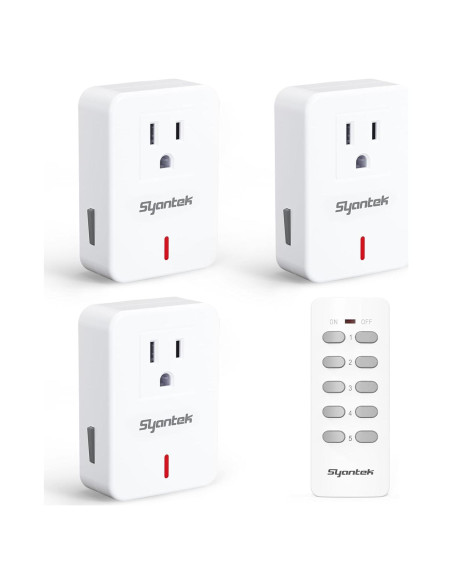 Interruptor de Luz Inalámbrico Syantek con Control Remoto 3 Enchufes Interruptor de Luz Inalámbrico Syantek con Control Remoto 3 Enchufes