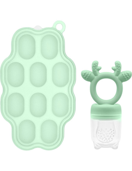 Moldes de Popsicle y Alimentador de Comida Bebé Silicona Verde Moldes de Popsicle y Alimentador de Comida Bebé Silicona Verde