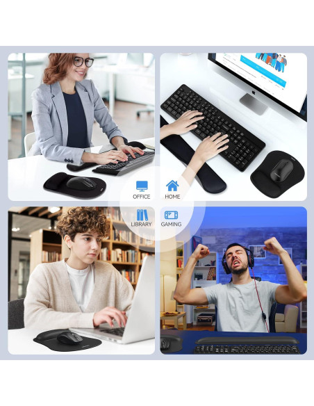 Juego de Reposamuñecas Ergonómico TECKNET G107 Negro Juego de Reposamuñecas Ergonómico TECKNET G107 Negro