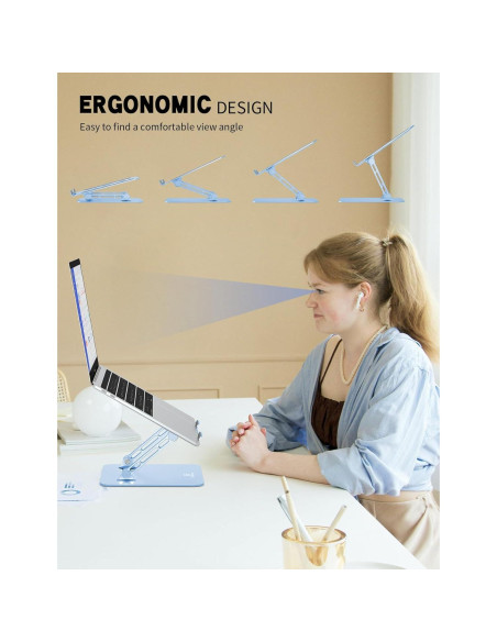 Soporte para Laptop ToBeoneer Ajustable Plegable 39.6 cm Azul Soporte para Laptop ToBeoneer Ajustable Plegable 39.6 cm Azul