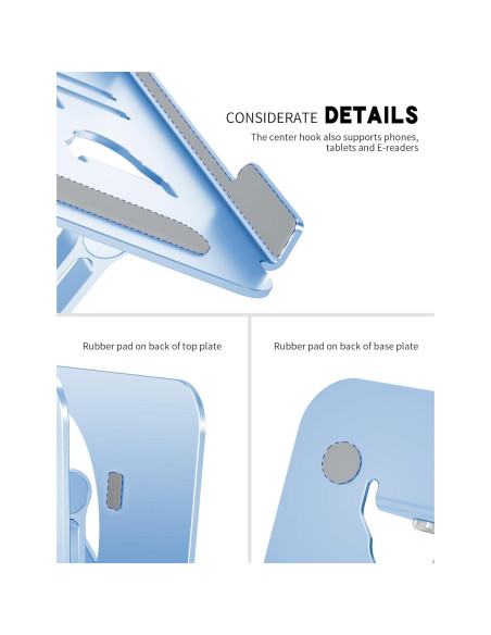 Soporte para Laptop ToBeoneer Ajustable Plegable 39.6 cm Azul Soporte para Laptop ToBeoneer Ajustable Plegable 39.6 cm Azul