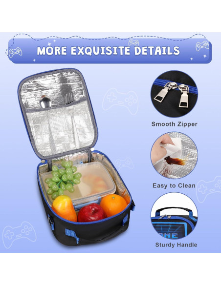 Caja de Almuerzo Aislada ACESAK para Niños - Gamer Negro 5.7L Caja de Almuerzo Aislada ACESAK para Niños - Gamer Negro 5.7L