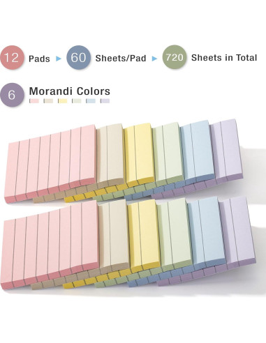 Notas Adhesivas Rayadas Mr. Pen 3x3" Morandi 720 Hojas