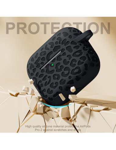 Funda de Silicona Leopardo DGege para AirPods Pro 2 - Negro