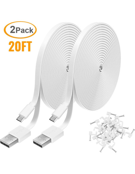 Paquete de 2 Cables de Extensión Micro USB 6m para Cámaras Paquete de 2 Cables de Extensión Micro USB 6m para Cámaras