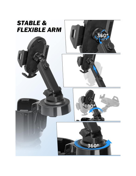 Soporte para teléfono en portavasos JOYTUTUS negro 360 Soporte para teléfono en portavasos JOYTUTUS negro 360